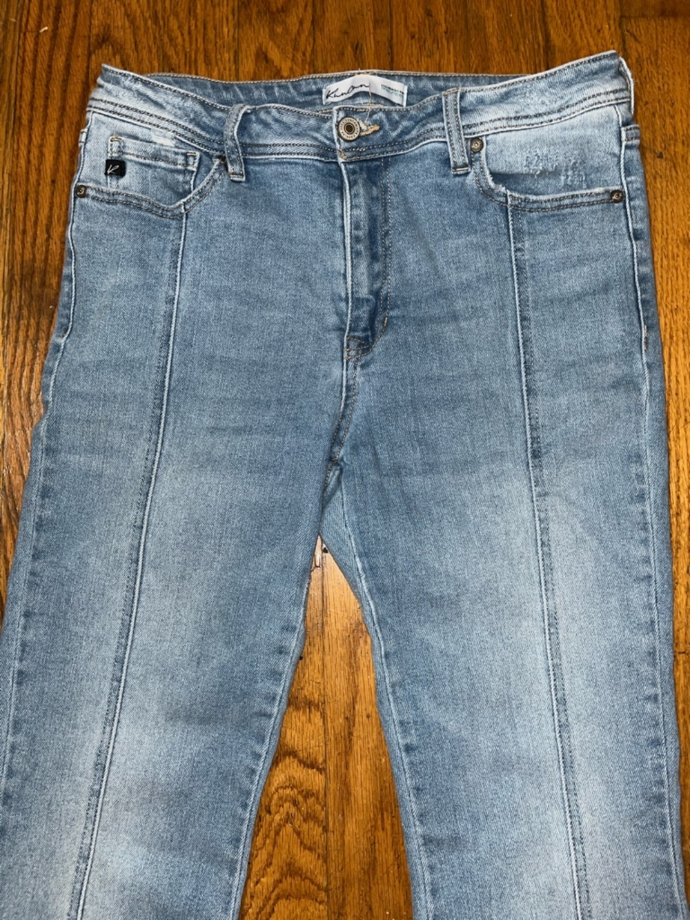 KanCan Light Wash Flared Women’s Jeans - High Rise, Raw Hem Size 29 - Picture 4 of 11